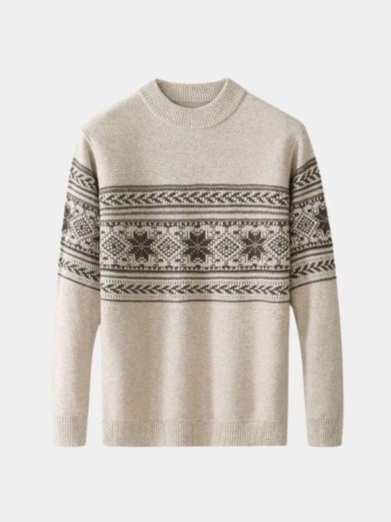 Colorful Patterned Crew Neck Sweater