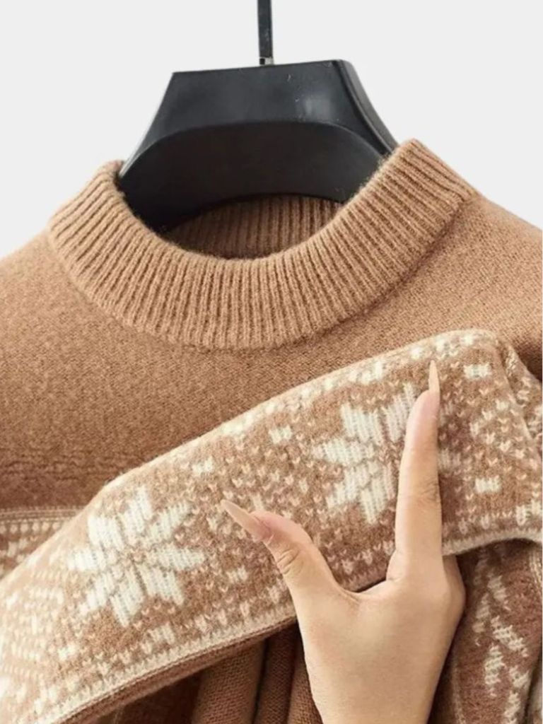 Colorful Patterned Crew Neck Sweater