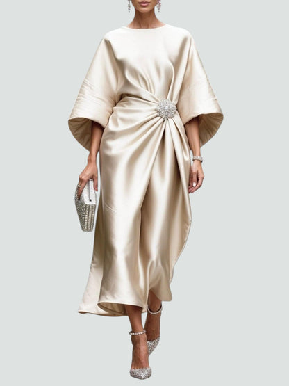 Elegant Women's Flowy Long Sleeve Midi Dress