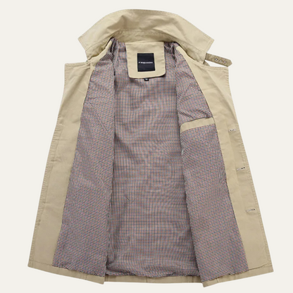 Men's Double Breasted Trench Coat Classic Wool