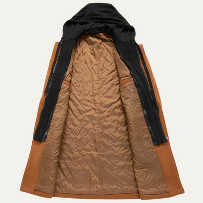 Men's Wool Overcoat Hooded Quilted Lining