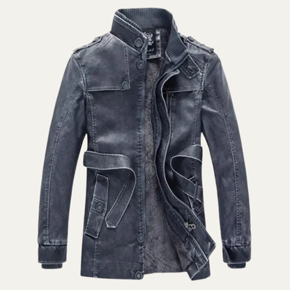 Men's Vintage Leather Jacket Thick Fleece Lined