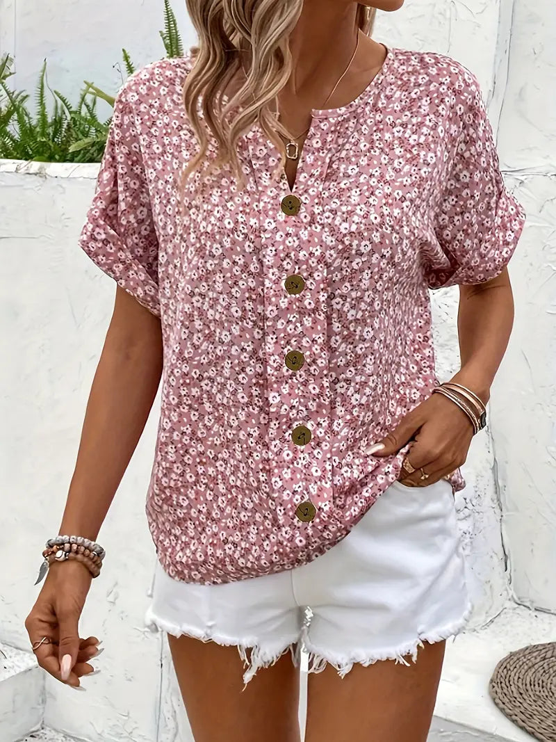 Beautiful Floral Womens Summer Blouse Top