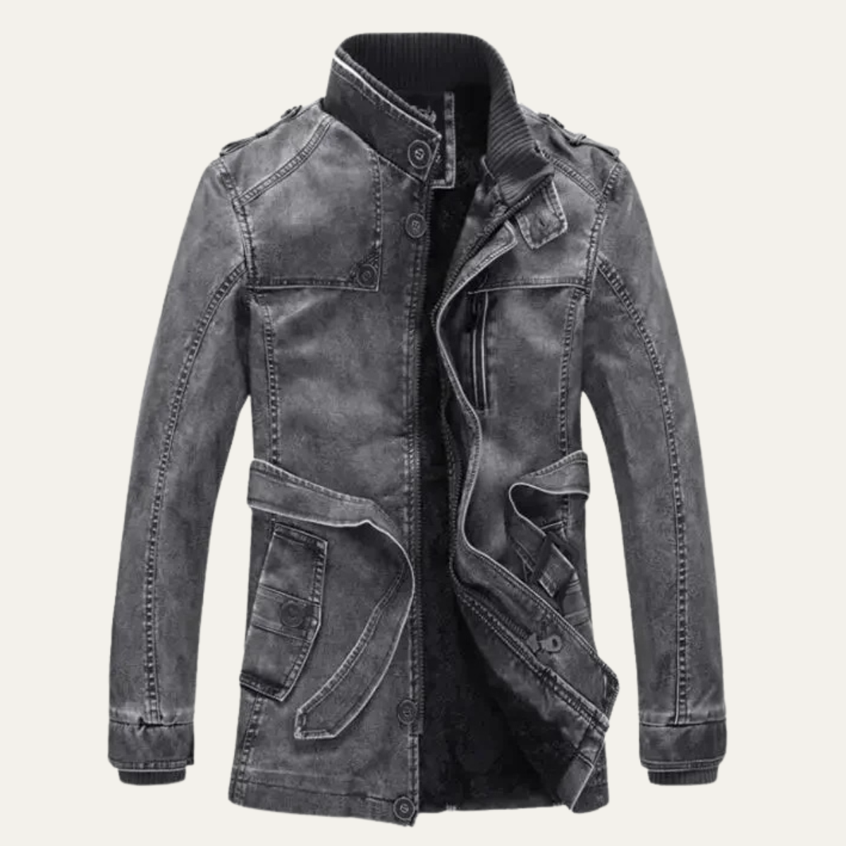 Men's Retro Leather Jacket Thick Fleece Lined