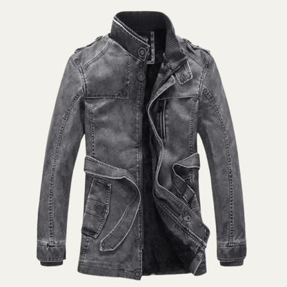Men's Retro Leather Jacket Thick Fleece Lined
