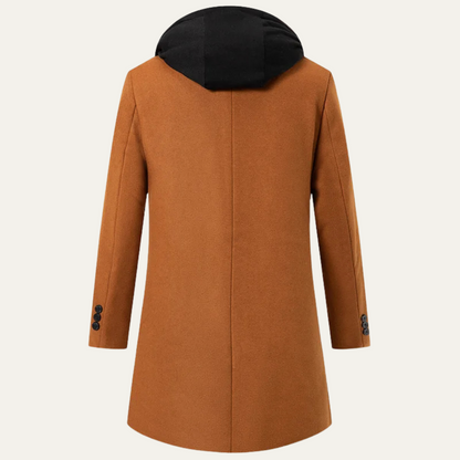 Men's Wool Overcoat Hooded Quilted Lining