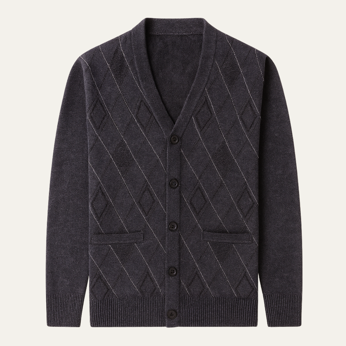 Men's V Neck Knit Cardigan Sweater - VibreMode