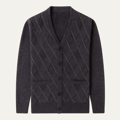 Men's V Neck Knit Cardigan Sweater - VibreMode