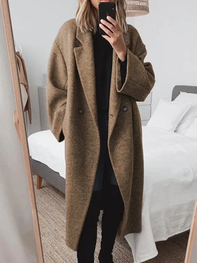 Women's Double-Breasted Longline Coat - VibreMode