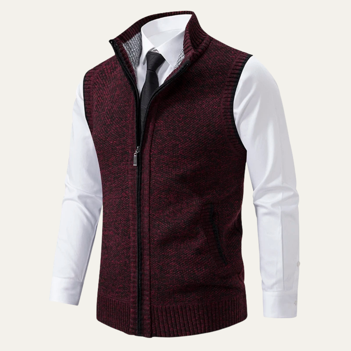 Men's Business Casual Knit Zip Up Vest