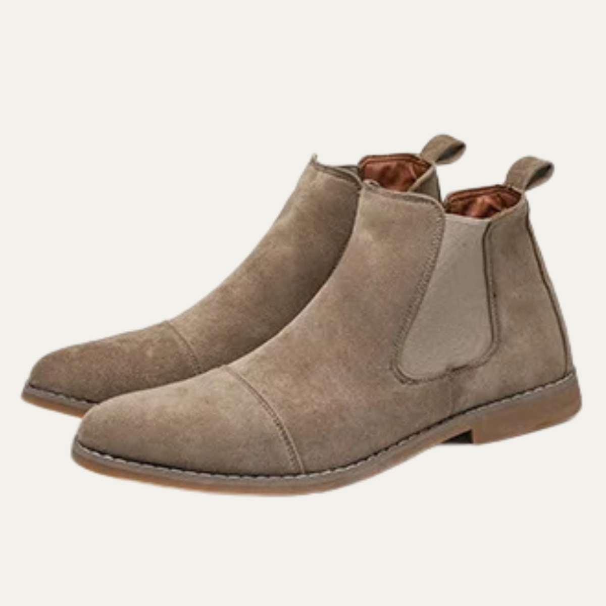 Men's Suede Chelsea Boots Khaki Elastic Sides