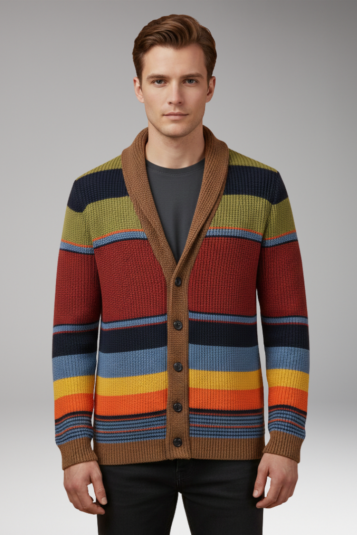 Men's Button Sweater Jacket with Lapel