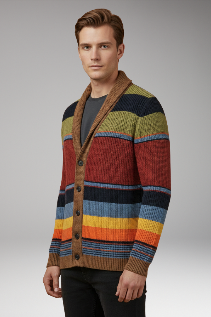 Men's Button Sweater Jacket with Lapel