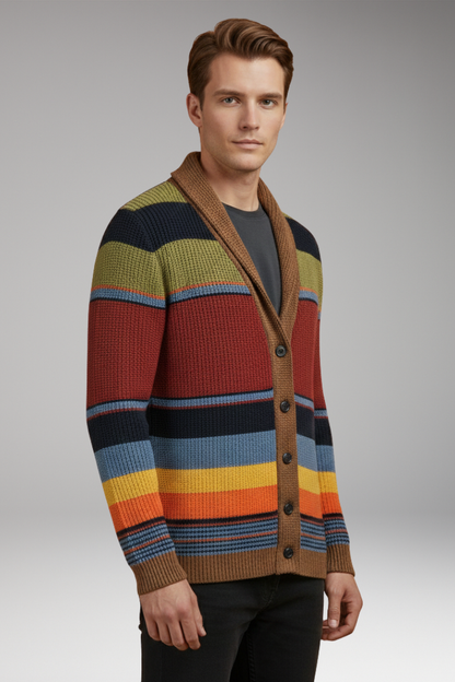 Men's Button Sweater Jacket with Lapel