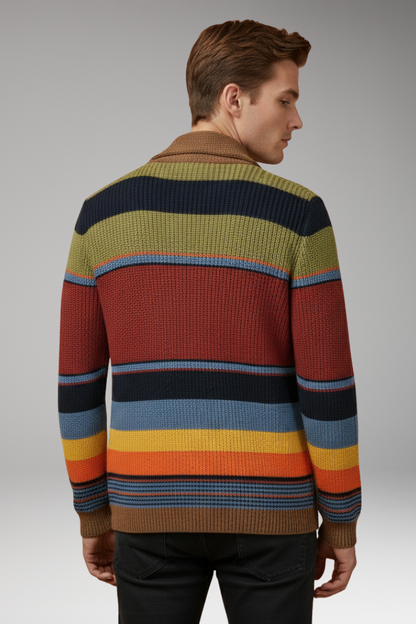 Men's Button Sweater Jacket with Lapel