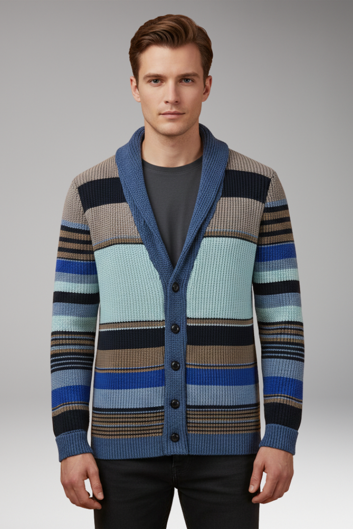 Men's Button Sweater Jacket with Lapel