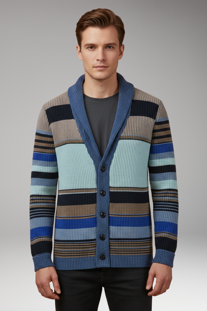Men's Button Sweater Jacket with Lapel