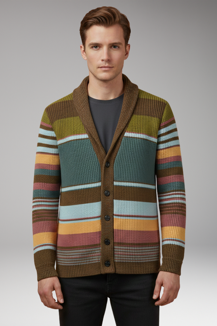Men's Button Sweater Jacket with Lapel