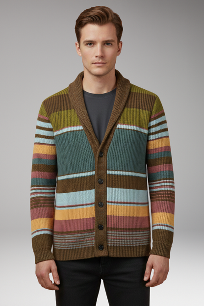 Men's Button Sweater Jacket with Lapel