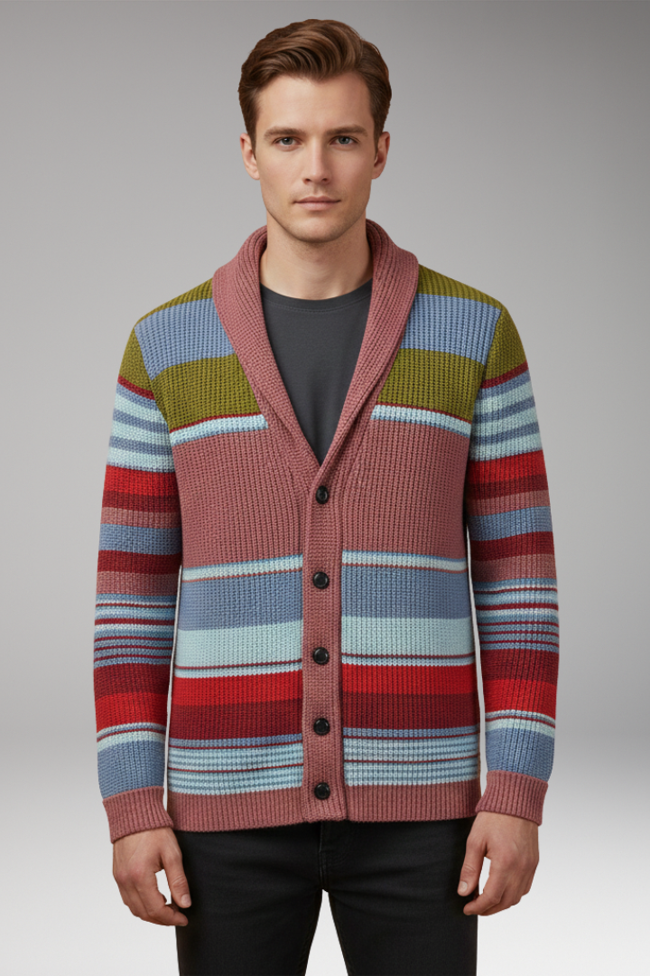 Men's Button Sweater Jacket with Lapel