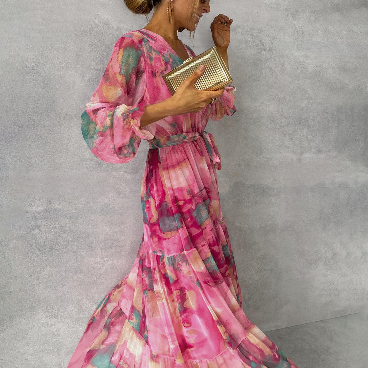 Women's Long Sleeve Floral Wrap Dress