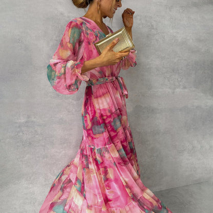 Women's Long Sleeve Floral Wrap Dress