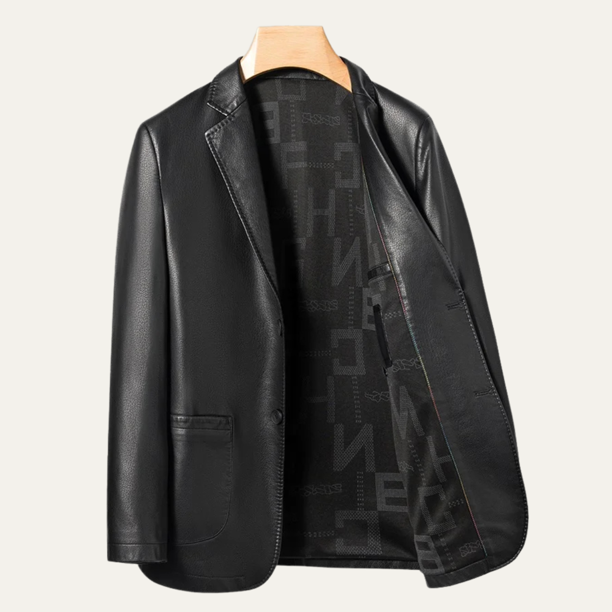 Men's Faux Leather Smart Blazer Jacket