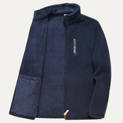 Men's Winter Fleece Jacket Zip Up Stand Collar