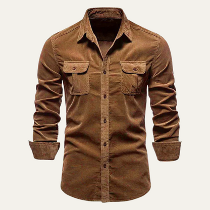Norwick Men's Corduroy Button Down Shirt - VibreMode