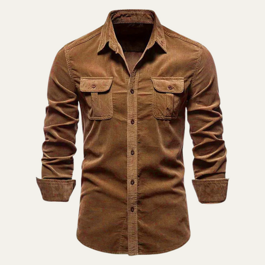 Norwick Men's Corduroy Button Down Shirt - VibreMode