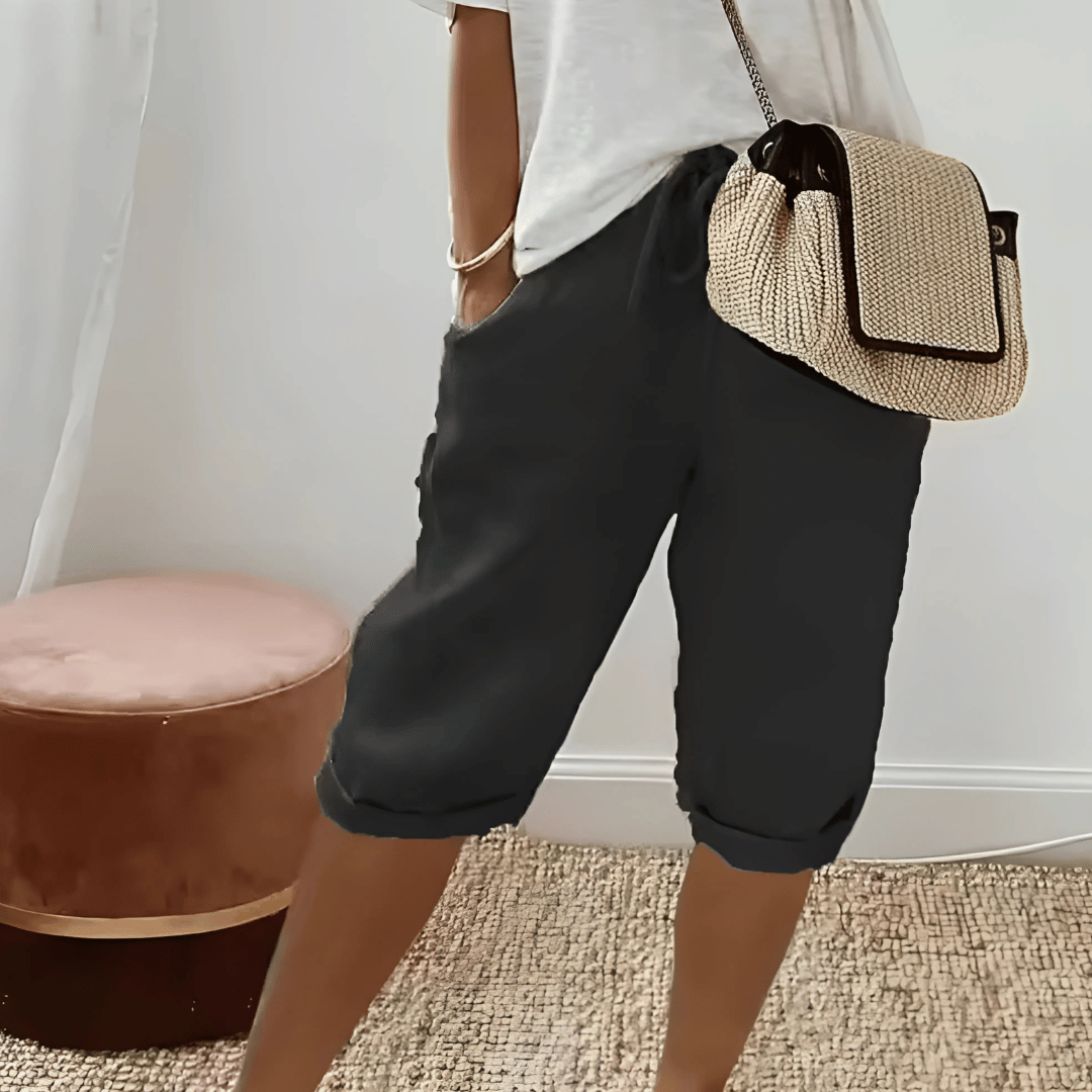 Women's Cotton Linen Harem Knee Length Shorts