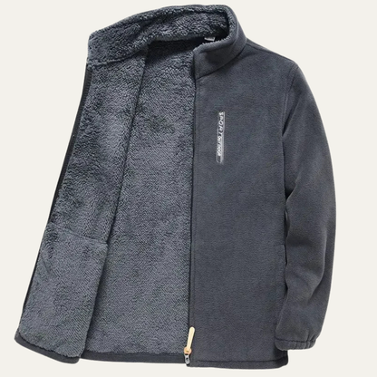 Men's Winter Fleece Jacket Zip Up Stand Collar
