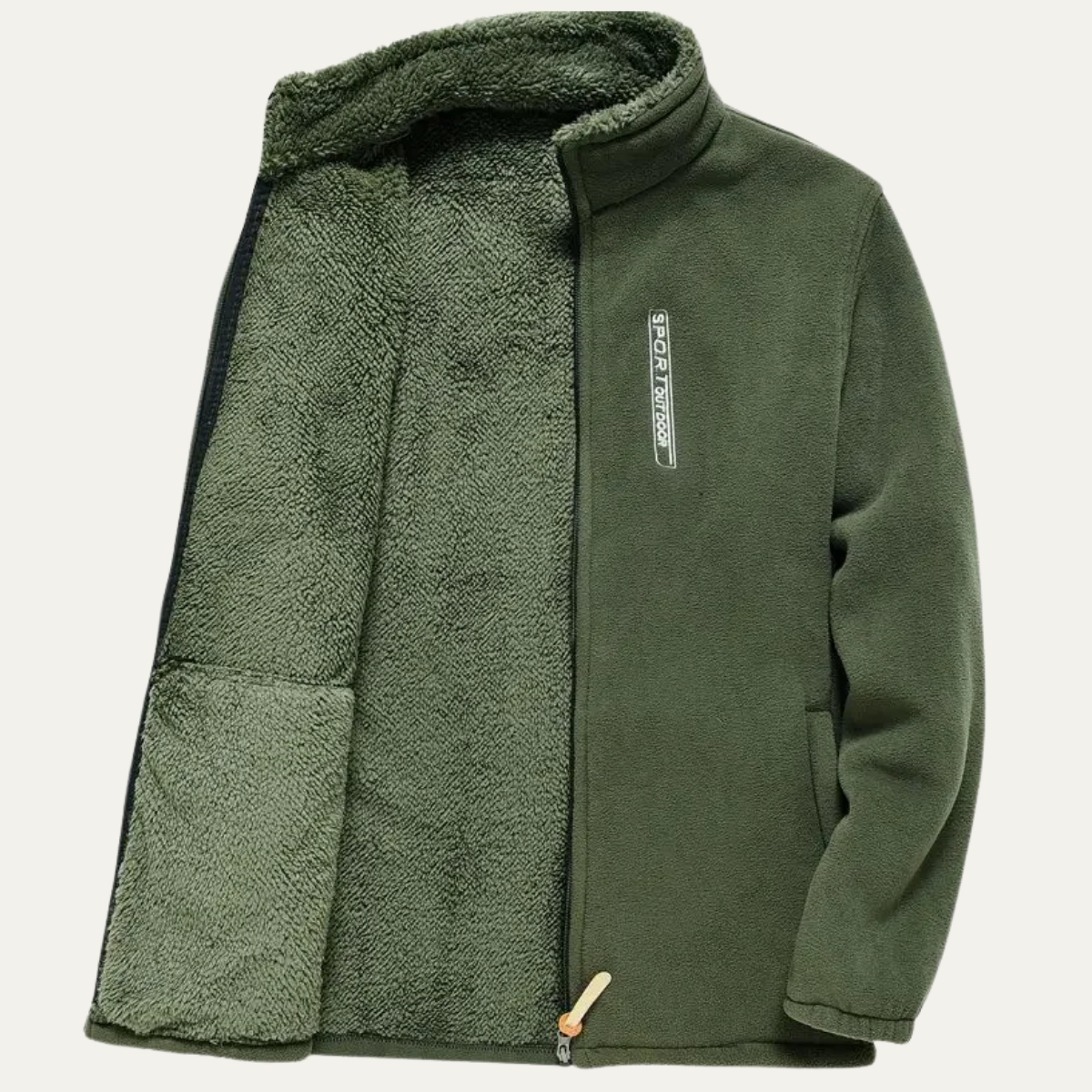 Men's Winter Fleece Jacket Zip Up Stand Collar