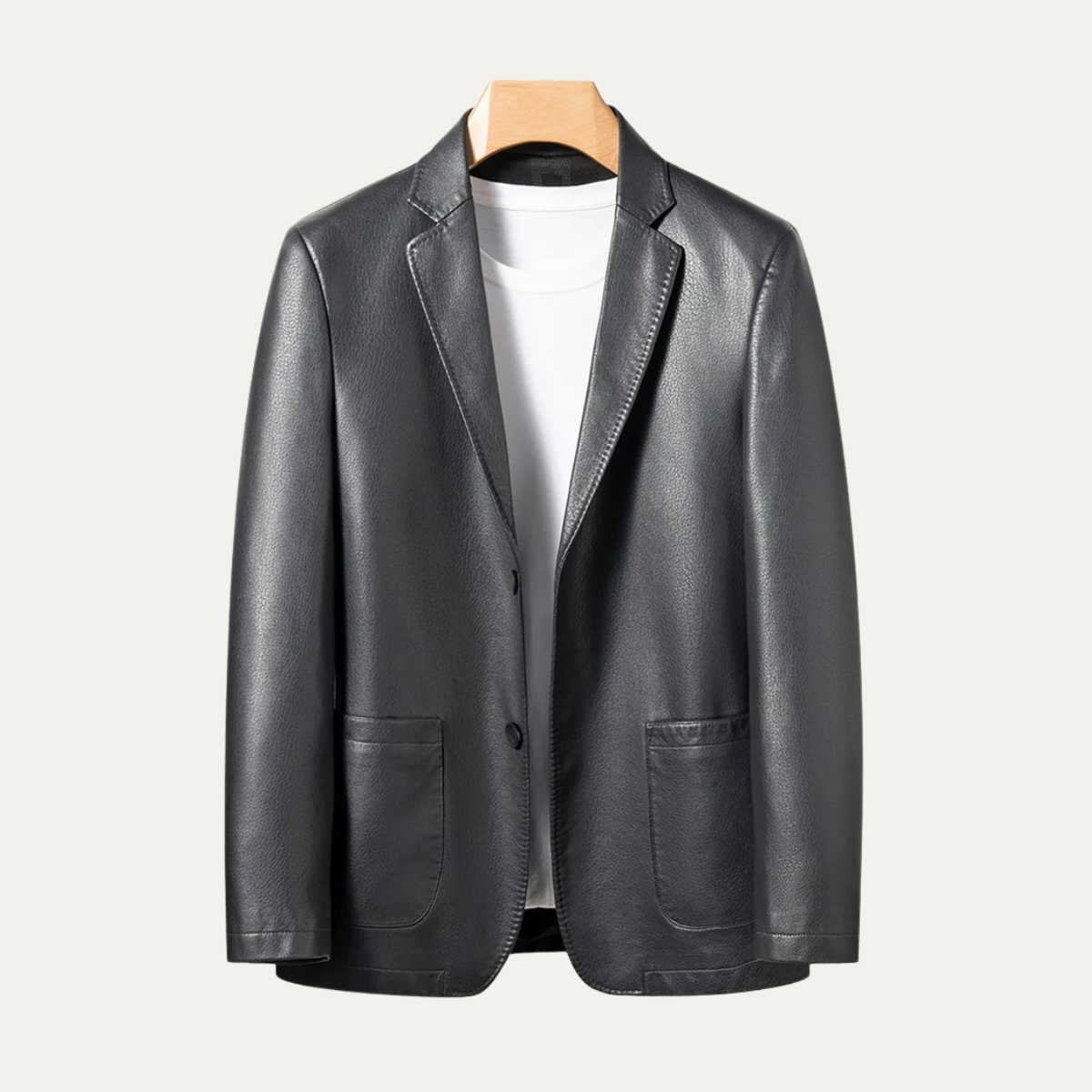Men's Faux Leather Smart Blazer Jacket