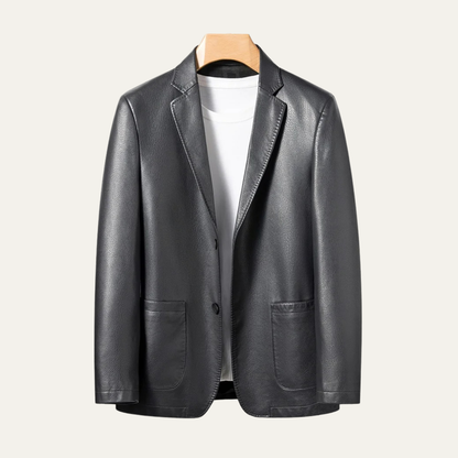 Men's Faux Leather Smart Blazer Jacket