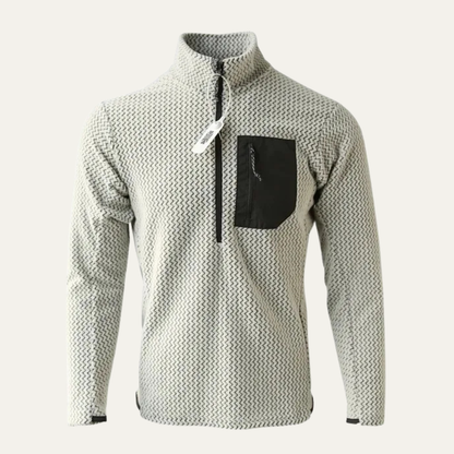 Men's Half Zip Sweater Chest Pocket Red - VibreMode