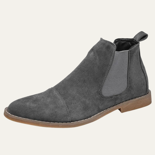 Men's Suede Chelsea Boots Elastic Sides Brown - VibreMode