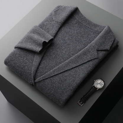 Men's Wool Cardigan Blazer Charcoal Grey