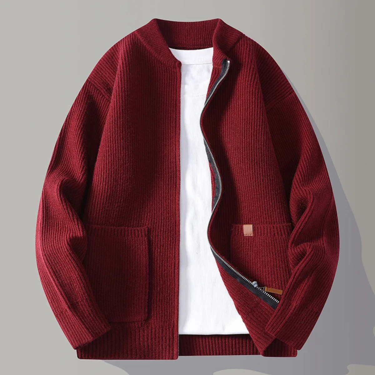 Men's Rib Knit Zip Cardigan