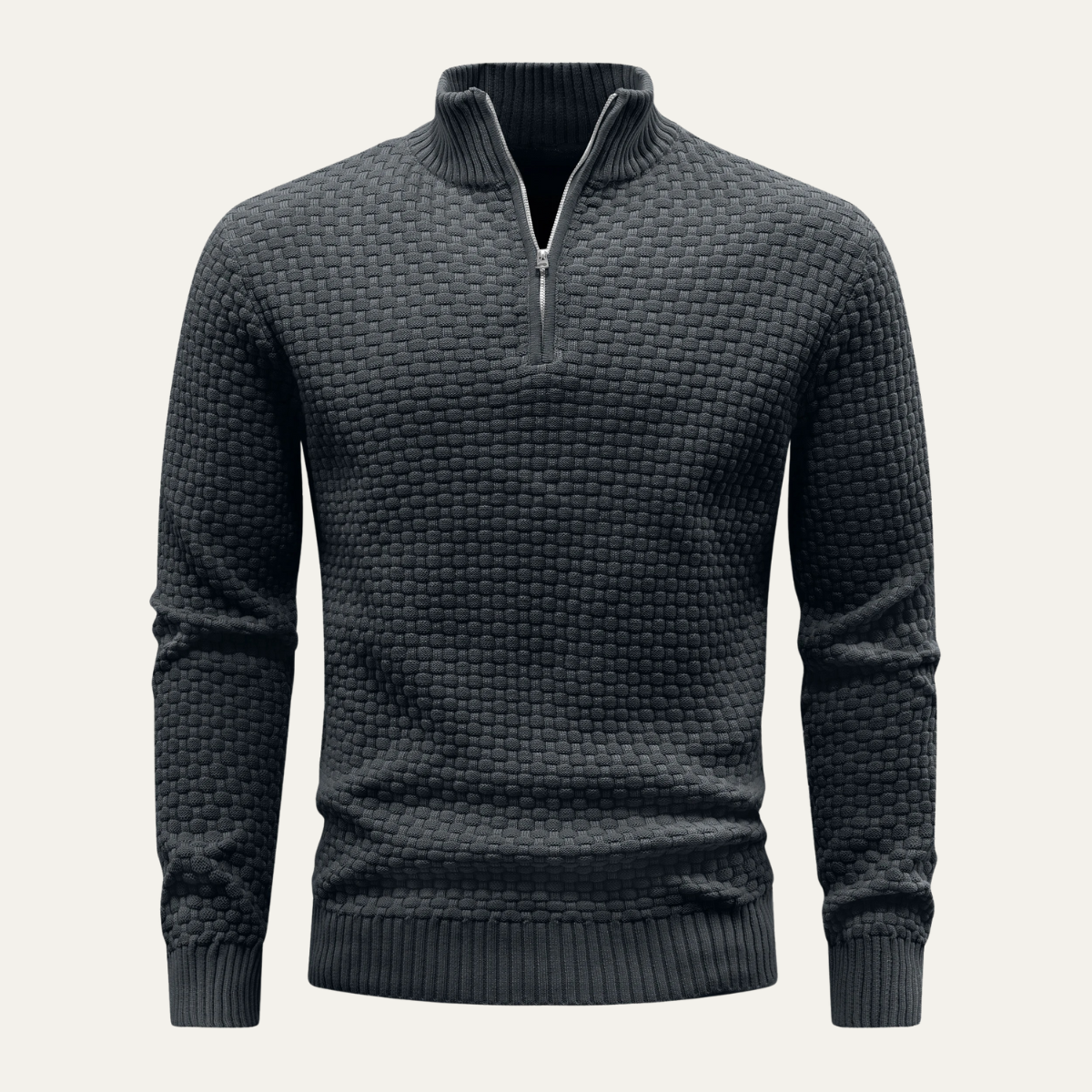 Men's Textured Quarter Zip Knit Sweater