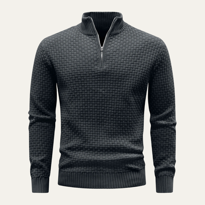 Men's Textured Quarter Zip Knit Sweater