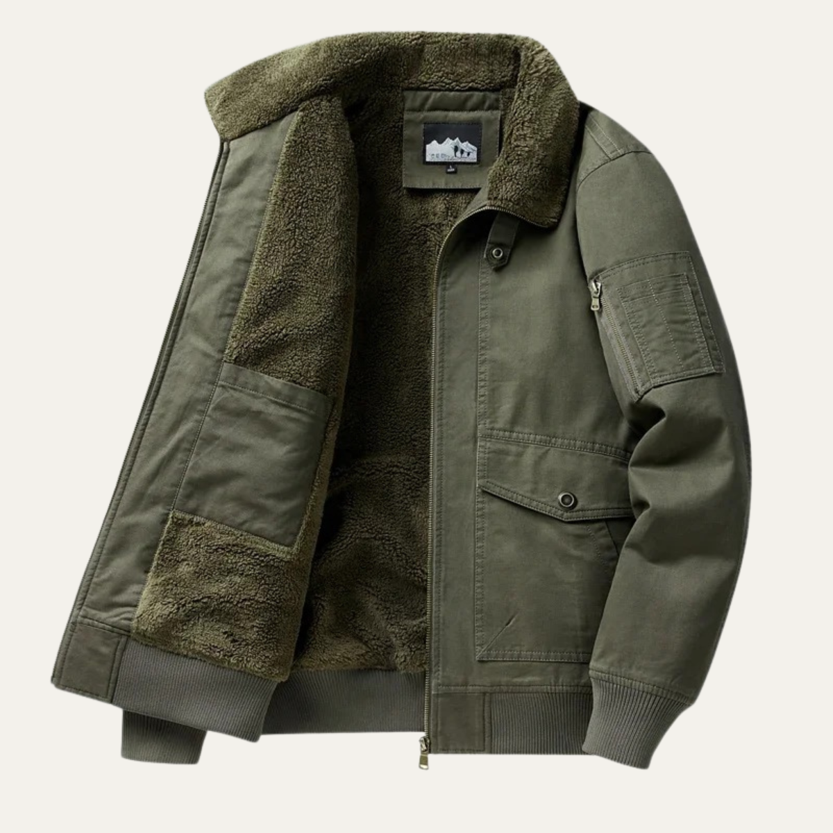 Men's Fleece Bomber Jacket Warm Winter