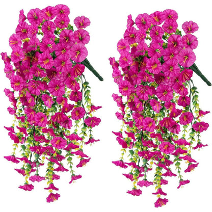 Artificial Morning Glory Flowers Hanging Decor UV Resistant