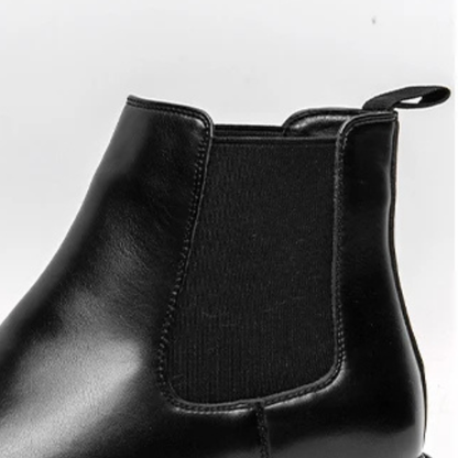 Men's Chelsea Ankle Boots Pointed Toe Leather Black