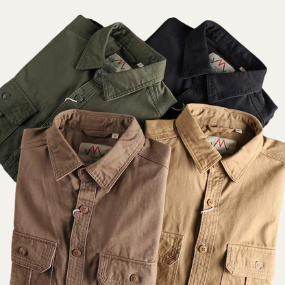 Men's Utility Shirt Jacket Vintage Washed Casual