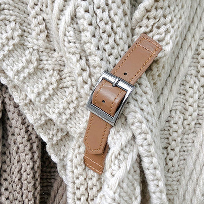 Triangular Knitted Scarf Leather Buckle
