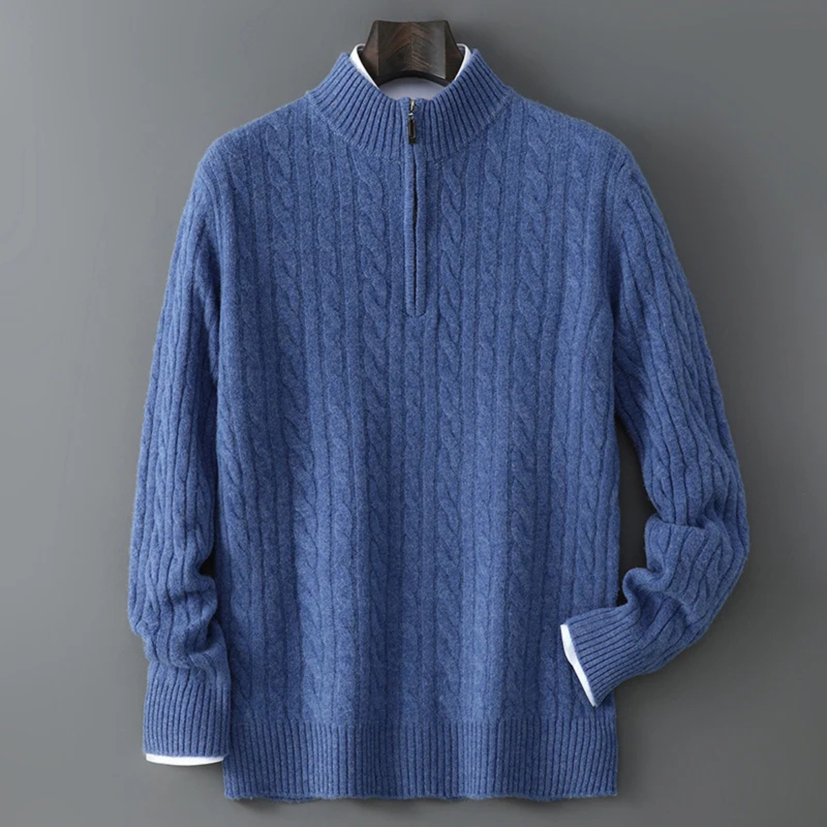Men's Mock Neck Knit Sweater Warm Half Zip