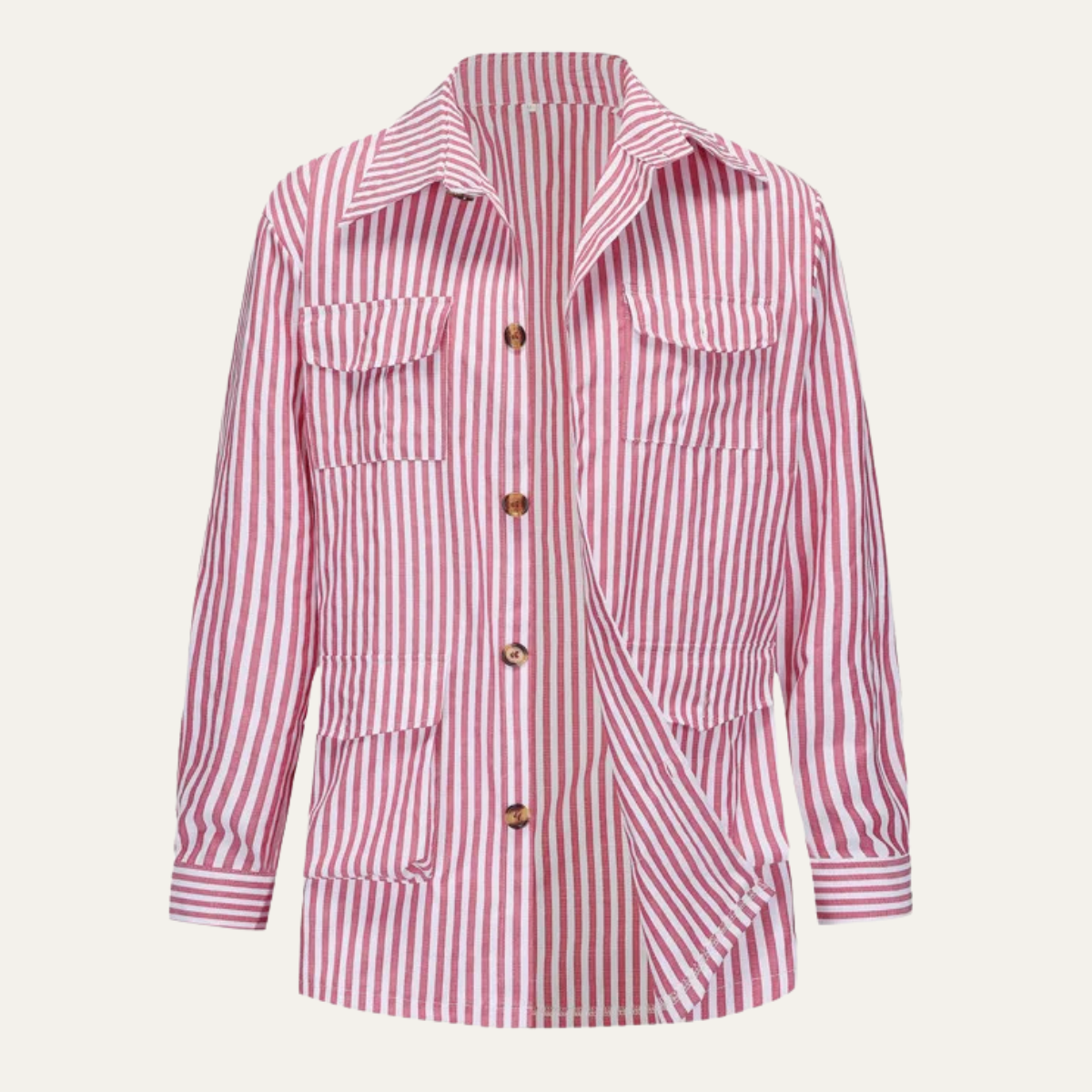 Men's Striped Button Down Shirt Cotton With Pockets