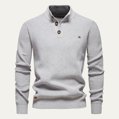 Vulcano Men's Turtleneck Sweater Mock Neck Button Up