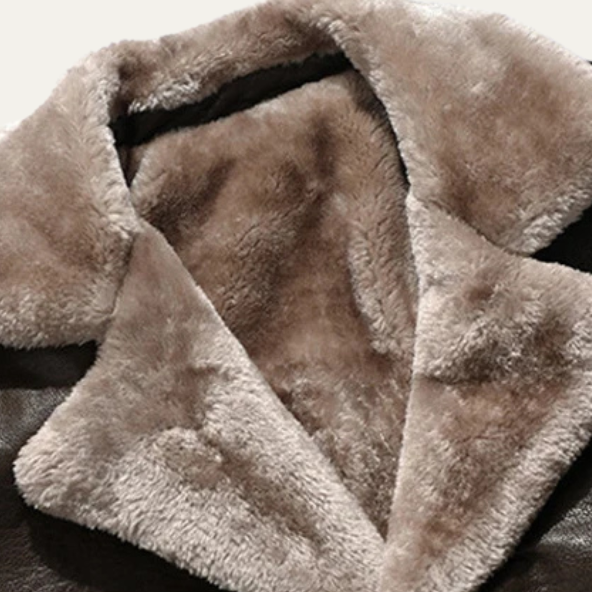 Men's Leather Winter Coat Fur Lined Long Black